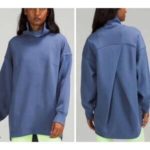 Lululemon Model Blend Turtleneck Tunic Womens 14 Blue Zip Pockets Loungewear